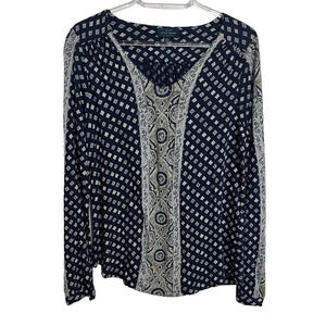 Lucky Brand Los Angeles V-Neck Long Sleeve Blouse Size Small